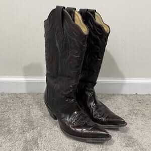 Corral Deep Burgundy Western Cowgirl Boots Size 6.5 M Snip Toe C1920 GOAT Skin